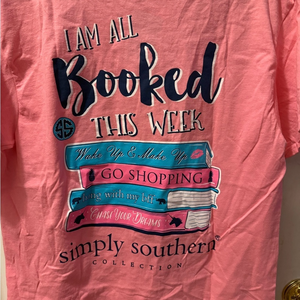 NWT Simply Southern “I am All Booked this Week” T-shirt - Picture 4 of 8